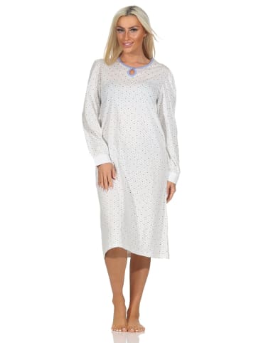 NORMANN Langarm Nachthemd klassische Design Knopfleiste am Hals - 87426 in blau