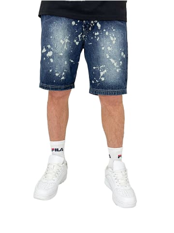 DADA Baggy Jeans Shorts mit Splatter Muster Bermuda in Blau