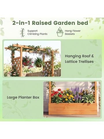 COSTWAY Blumenkasten mit Rankgitter 110x35x227 cm in Orange