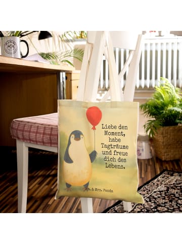 Mr. & Mrs. Panda Tasche Pinguin Luftballon Design mit Spruch in Weiß