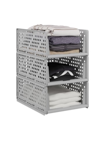 relaxdays 3 x Schrank Organizer in Grau - (B)33,5 x (H)18 x (T)43,5 cm
