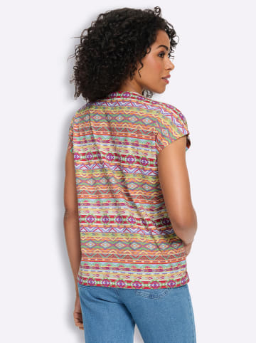 Sieh an! Rundhals-Shirt in zitrone-lila-bedruckt
