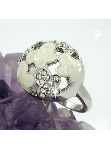 Gallay Ring mit weißen Glassteinen Ringgröße 50 in silber