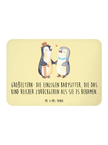 Mr. & Mrs. Panda Kühlschrankmagnet Großeltern Babysitter mit Spruch in Gelb Pastell