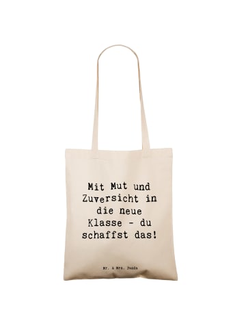 Mr. & Mrs. Panda Umhängetasche Spruch Erster Schultag Mut und Zu... in Creme