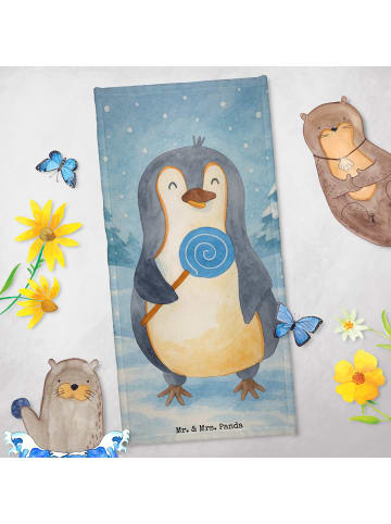 Mr. & Mrs. Panda Saunahandtuch Pinguin Lolli Design ohne Spruch in Weiß