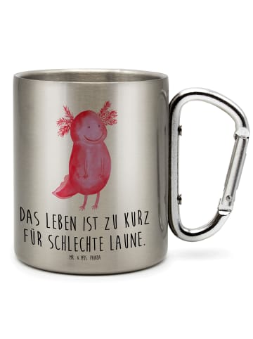 Mr. & Mrs. Panda Isolierbecher Axolotl Glücklich mit Spruch in Silber