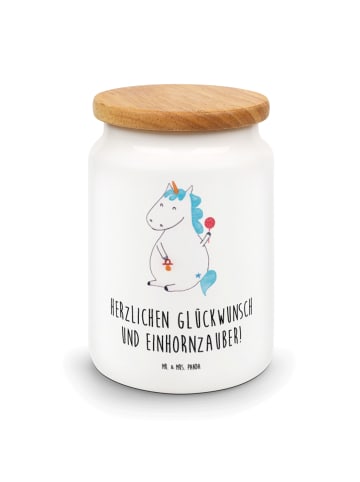 Mr. & Mrs. Panda Teedose Einhorn Baby mit Spruch in Weiß