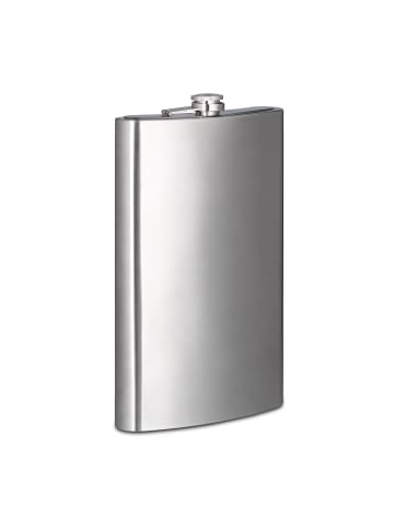 relaxdays 2tlg. Flachmann-Set in Silber/ Braun