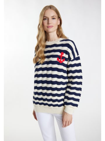 DreiMaster Damen Strickpullover in Wollweiss Marine