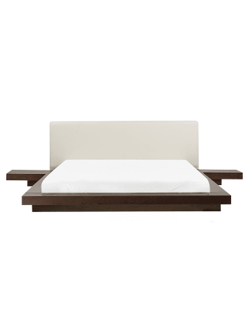 Beliani Doppelbett ZEN in Braun/Weiß - (W) 308 x (H) 86 x (L) 229 cm