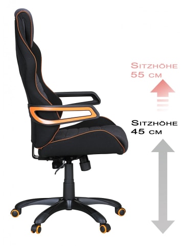 KADIMA DESIGN Chefsessel, ergonomisch, Synchronmechanik, Stoffbezug, bis 120 kg in Schwarz