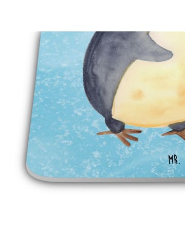 Mr. & Mrs. Panda Glasuntersetzer Pinguin umarmen ohne Spruch in Eisblau
