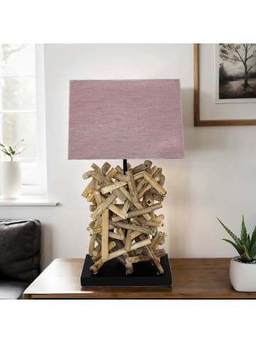Licht-Erlebnisse Tischlampe (B)30 x (L)30 x (H)55 cm in Holz (Natur) Grau