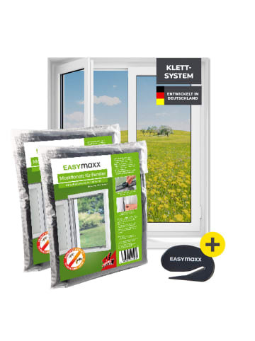 EASYmaxx EASYmaxx Moskitonetz für Fenster mit selbstklebendem Klettband 2er-Set - 150x18