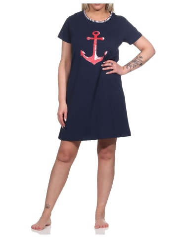 NORMANN maritimim Kurzarm Nachthemd Anker - 74883 in marine