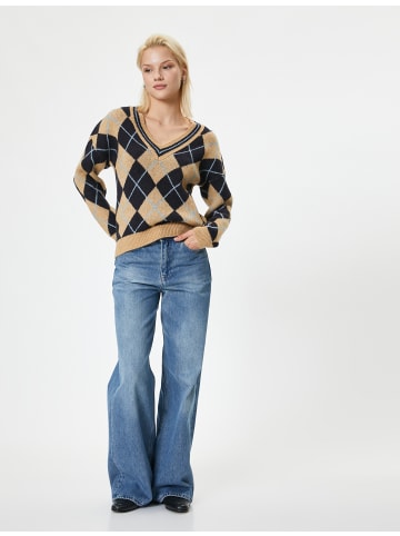 KOTON Sweater in Marineblau Gemustert