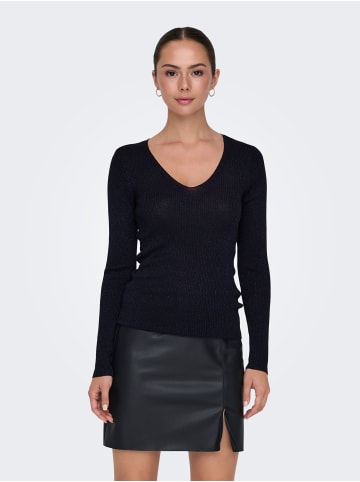 JACQUELINE de YONG Strickpullover Slim Fit V-Ausschnitt Langarm Basic in Schwarz-2