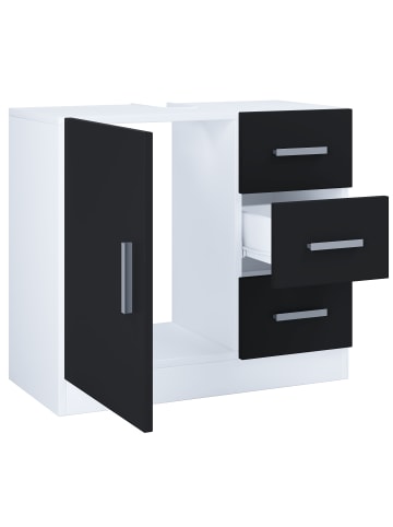 VCM Holz Badmöbel Badunterschrank Zalo XL Schublade in Weiß / Schwarz