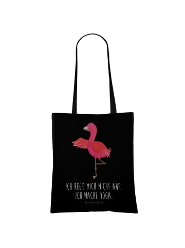 Mr. & Mrs. Panda Freizeitbeutel Flamingo Yoga mit Spruch in Schwarz