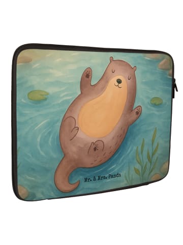 Mr. & Mrs. Panda Laptop Tasche Otter Umarmen Design ohne Spruch in Weiß