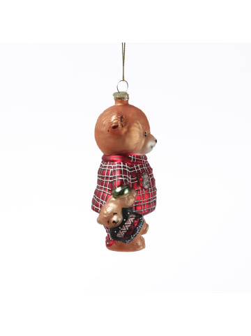 MARELIDA Weihnachtsbaumschmuck Bär im Schlafanzug mit Teddy Glas H: 13cm