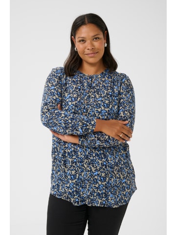 KAFFE curve Tunika KClima Regular fit in ElefantSkin/Blue GraphicFlower