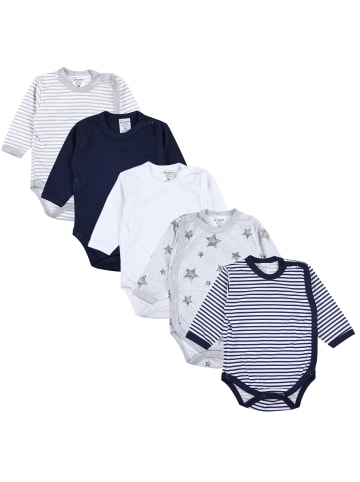 TupTam Baby Langarm Wickelbody im 5er Set in grau/weiß