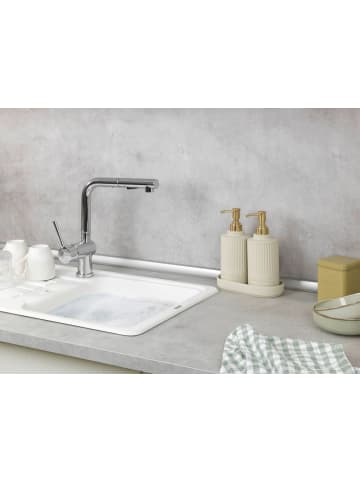 Wenko Spenderset mit Tablett HEIDI, 2 x 550 ml in Beige, (B) 19 x (H) 21 x (L) 10 cm