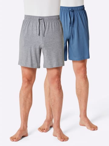 WITT WEIDEN Hose kurz in grau-meliert + mittelblau