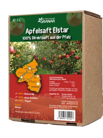 Granar 5L Elstar Apfel Direktsaft, Vegan, Kaltgepresst, Box