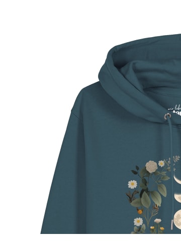 wat? Apparel Sweatshirt Moonphases & Flowers in Petrol
