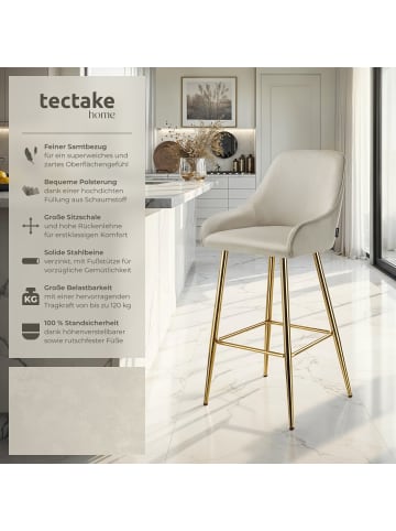 tectake Barstuhl Avane 48,5 x 57 x 108 cm, Belastbarkeit 120 kg, creme/gold