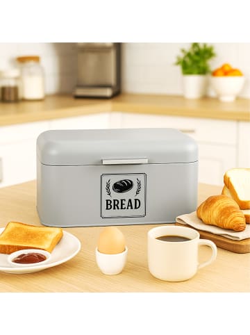 relaxdays Brotkasten in Grau – (B)30 x (H)16,5 x (T)19 cm