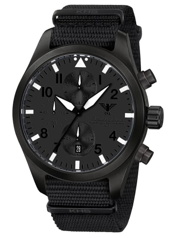 KHS Herrenuhr Airleader Chronograph Stahl Schwarz XTAC