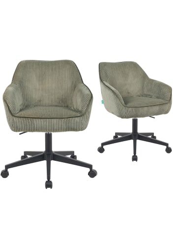 DUBI Möbel 2er-Set: Bürostuhl Mika-Elio in Grün - (B)60 x (H)80 x  (T)61 cm