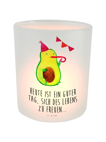 Mr. & Mrs. Panda Windlicht Avocado Party mit Spruch in Transparent