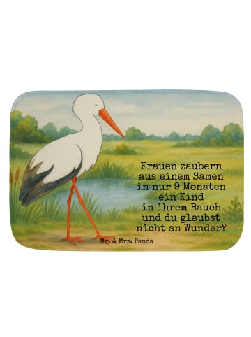 Mr. & Mrs. Panda Badteppich Storch Design mit Spruch in Weiß