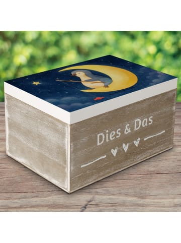 Mr. & Mrs. Panda Holzkiste mit Deckel Pinguin Mond Design ohne S... in Weiß