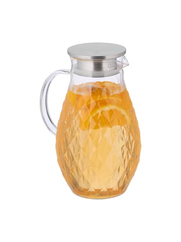 relaxdays Glaskaraffe in Transparent/ Silber - 2L