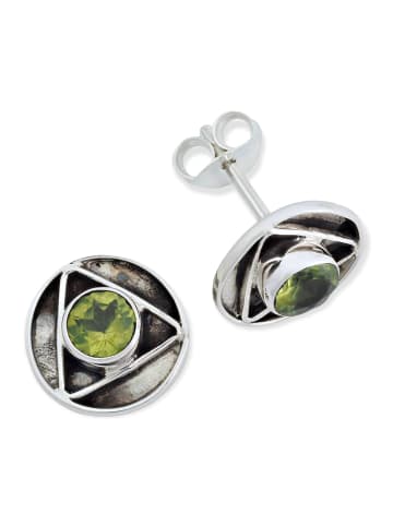 mantraroma 925er Silber - Ohrstecker (L) 12 x (B) 12 mm mit Peridot facettiert