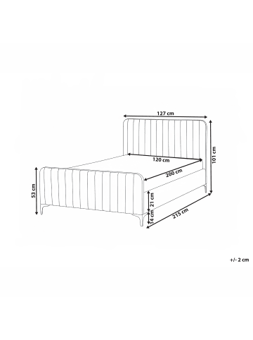 Beliani Doppelbett LUNAN in Beige/Silber - (W) 127 x (H) 101 x (L) 215 cm