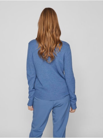 Vila Dünner Strickpullover Basic Stretch Sweater VIRIL in Blau-2