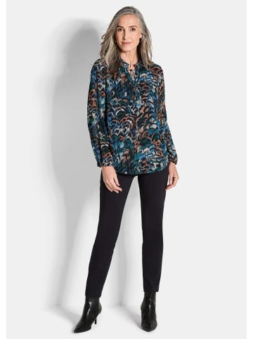 GOLDNER Chiffonbluse Leichte Jersey-Druckbluse, Langarm in royalblau / gemustert