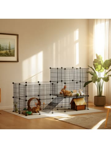 Pawhut Kleintiergehege Schwarz 140L x 70B x 105H cm