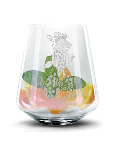 Mr. & Mrs. Panda Blümchentail Glas Giraffe Zufrieden ohne Spruch in Transparent