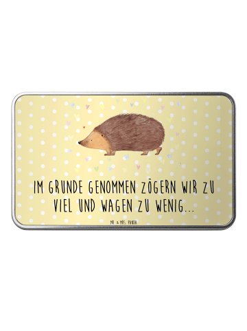 Mr. & Mrs. Panda Metalldose Igel Herzen mit Spruch in Gelb Pastell