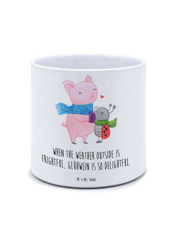 Mr. & Mrs. Panda XL Blumentopf Glühschwein Smörle mit Spruch in Weiß