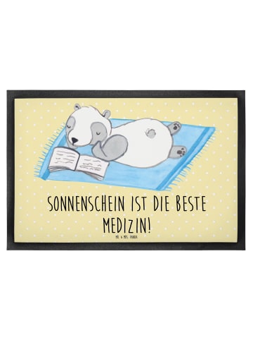 Mr. & Mrs. Panda Fußmatte außen Sommer Sonnenschein mit Spruch in Gelb Pastell