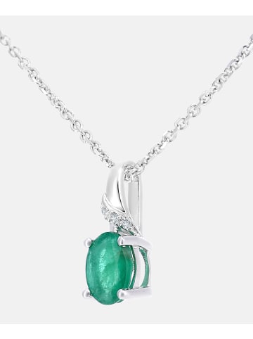 Diamant L'éternel Halskette mit Anhänger aus 375 Weißgold mit Diamant mit Smaragd